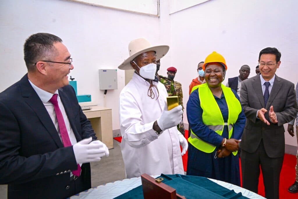 President holds certified Wagagai gold bar